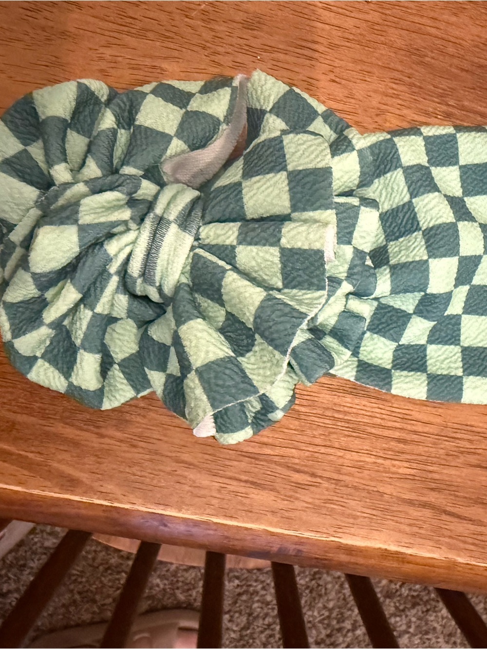 Checkered Green baby headwrap